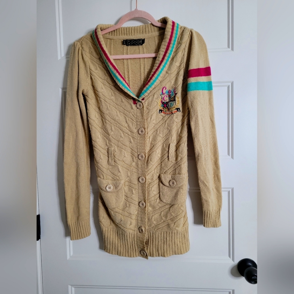 Coogi Women's Beige Cardigan Sweater Slim fit Medium
